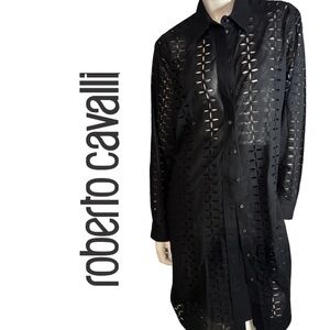 Roberto Cavalli Black Long Cutout top